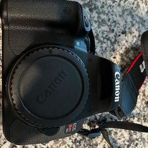 canon EOS Rebel T4i with lenses and bag.